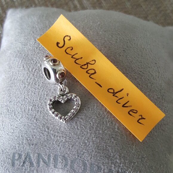 RARE 14k Gold Be My Valentine Rhodolite Heart Dangle Charm Pandora Retired - Picture 6 of 6